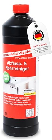Patina-Fala® Abfluss- & Rohrreiniger 1L Extrem Stark – Löst Verstopfungen aus Haaren, Fett & Seifenresten – Abflussreiniger & rohrfrei – Sichere Anwendung für alle Rohre – Made in Germany