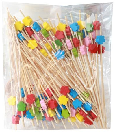 Paquete de 100 brochetas de bambú fáciles de usar, utensilios de camping para cócteles, decoraciones de frutas, suministros de bodas, fiestas, palos de cócteles artesanales