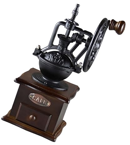 Hoement Manual Coffee Grinder Hand Crank Vintage Wooden Coffee Bean Mill Portable Small Size for Home and Travel
