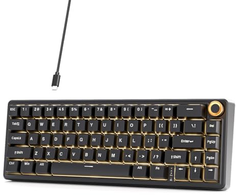 Dierya DK68E Gaming Tastatur,60% Prozent Gasket Mechanische Tastatur mit Knopf,RGB Hot Swap Linearer Creamy Switches,Compact 66 Tasten Anti-Ghosting,QWERTY-US Layout (Schwarz, Creamy Switches)