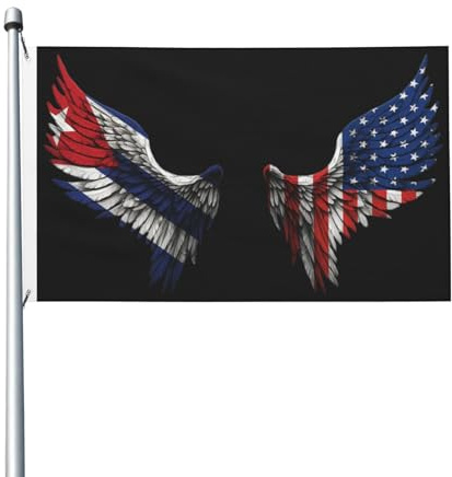 Bandera de Cuba y Estados Unidos de lujo, duradera, de 90 x 150 cm