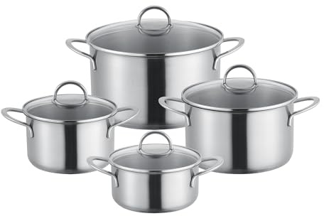 Berndes 4-teiliges Topfset Roma, Kochtopf Set aus Edelstahl, induktionsgeeignet, Töpfe mit Deckel