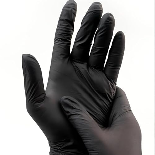 10/20/30/50/100pcs Disposable Nitrile Gloves Black Latex For Kitchen Bathroom Cleaning Hair Dye Perm Food Prep Cooking Tattoo Safe(10PCS,XXL)