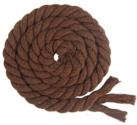 RUHTEUO 5 Meter 15 mm gedrehtes Baumwollseil, bunt, for Handtasche, Heimdekoration, DIY, Textilzubehör, Rot, Gelb, Khaki, Rosa, Grün(15mm Coffee 5M)