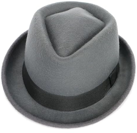 VMDVBNA Klassisk hatt för män, solid, vinter, kortärmad, jazz, hög passform, svart filtmössa för karneval (Gray)