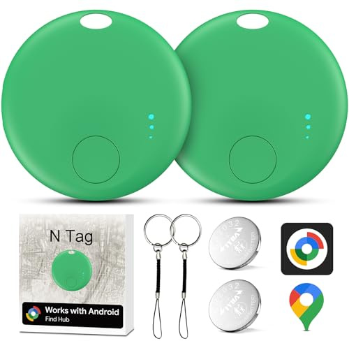 Air Tracker Android, 2 PCS Smart Tracker Localizzatore Chiavi Compatibile con Trova Dispositivo(Solo Android), Bluetooth Tracker Tag Compatibile per Portafogli,Chiavi,Zaini