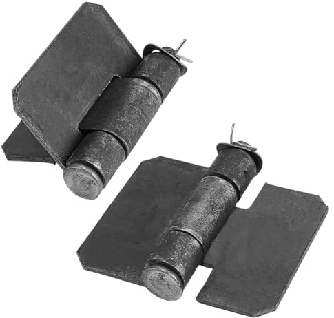 AHANDMAKER 2 cerniere saldabili resistenti, cerniera di ricambio in ferro massiccio di lunga durata, cerniere in metallo nero da saldare per pesanti rampe di rimorchi, cancelli carrai, porte di garage