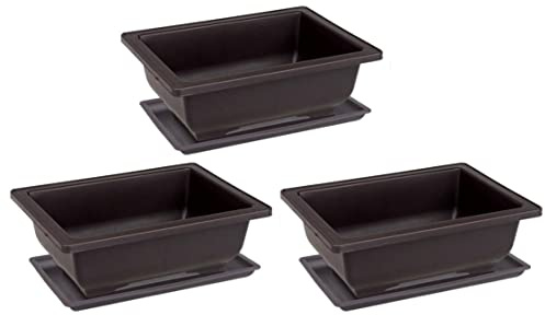 Grtheenumb Vaso | Vaso da allenamento per bonsai Fioriera in plastica rettangolare per fiori con vassoio 6 pezzi
