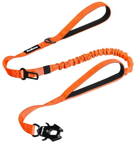 PetBonus 1,5m Laisse Tactique Chien, Bungee Elastique Laisse de Chien | Laisse Amortisseur, 2 Poignées pour promenade vélo, Ceinture de Voiture, Laisse dressage Anti-traction, Moyennes et Grandes