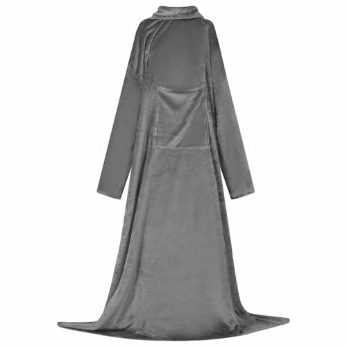 GeenYuu Filthuvtröja beige flanell, 210 x, med huva och ficka, lätta vardagskläder för kvinnor och män, perfekt för avkoppling hemma på vintern och på soffan