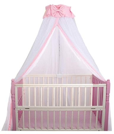 CdyBox Breathable Crib Netting Bed Curtains Canopy for Kids Mosquito Net Bedroom Decor (Pink, Mosquito net)
