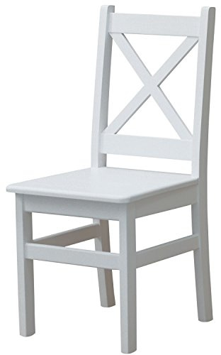 k koma Stuhl Kreuzstuhl weiß MASSIV Kiefer Holz -NEU Landhausstil MASSIVHOLZ (WEIß)