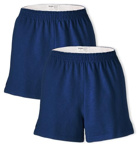 Soffe Women's Cheer Shorts, Athletic Cotton Blend, 3” Inseam Navy