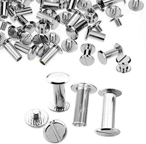 Trimming Shop 10 mm x 18 mm lange Chicago-Schraubnieten, silberner flacher Kopf, langlebiges Messing, anti-beständig für DIY-Lederhandwerk, Kunst, Buchbindung, Handwerk, Dekoration, 10 Stück