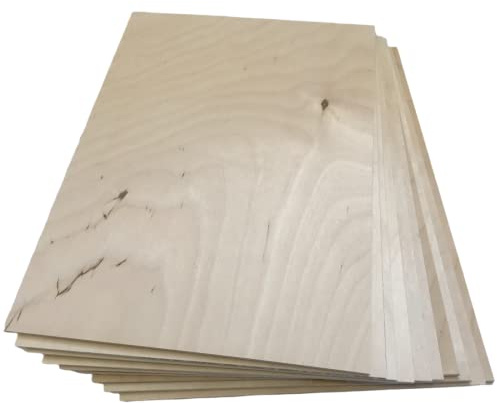 10-pack med 3 mm björkplywood 300 x 210 x 3 mm (A4 cirka) skikts sekunder