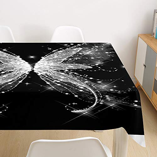 Morbuy Tischdecke Abwaschbar, 3D Schmetterling Tischtuch Rechteckig Tischwäsche Gartentischdecke Outdoor Tischdekoration Wasserdicht Polyester Ölfest Pflegeleicht (100x140cm,Schwarz Weiss)
