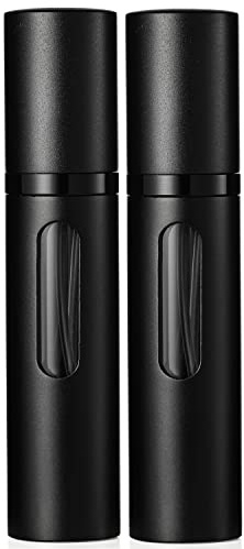 Travelofo Parfümzerstäuber Nachfüllbar, Leer Reise Parfüm Zerstäuber Mini Portable Sprühflasche mit Fenster für Unterwegs, 8ml (Schwarz & Schwarz)