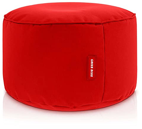 Green Bean Sitzsack-Hocker 25x45cm mit EPS-Perlen Füllung - Fußhocker Fußkissen Sitz-Pouf für Sitzsäcke - Bodenkissen für Kinder und Erwachsene - Fußablage Sitzkissen Sitzhocker Rot