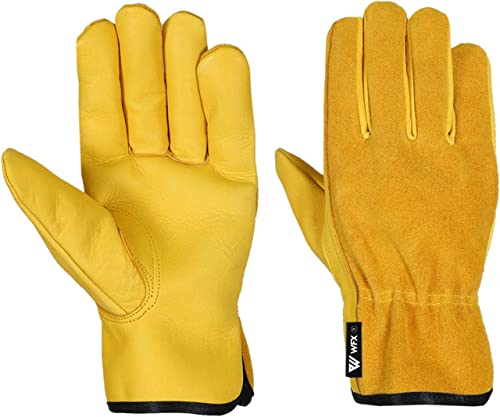Leder-Arbeitshandschuhe, Arbeits- und Gartenhandschuhe ornensicher, für Garten und Gebäude, strapazierfähig, Allzweck-Gripper, für Herren und Damen, atmungsaktive und flexible Konstruktion, M, 1 St