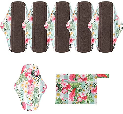 Wiederverwendbare Damenbinden aus Bambusbinden-Damenbinden aus Stoff|Leichte Inkontinenzeinlagen|Wiederverwendbare Menstruationsbinden–6 Stücke Slipeinlagen Waschbar,1 Mini Tasche Wiederverwendbare