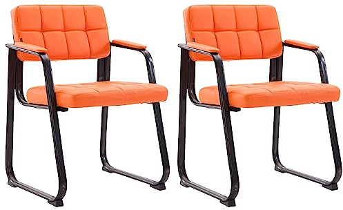 CLP 2er Set Besucherstühle Canada B Mit Polsterung Und Kunstlederbezug I Wartezimmerstühle Mit Armlehne Und Metallgestell | Farbe orange