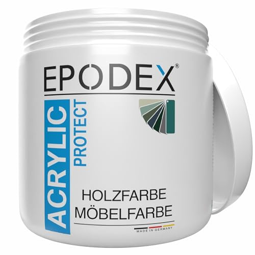 EPODEX ACRYLIC PROTECT Möbelfarbe, Holzlack - Moosgrün | Möbellack, Türlack & für Küchenfronten, wasserbasiert, abriebfest & wetterfest, 1kg - 8m² bei einmaligem Anstrich