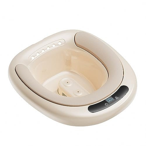AXTMR Elektrische Sitzbadewanne für die Toilette, hockfreie Gesäßwaschanlage für Damen, Badetopf zum Einweichen, Toilette, Bidet-Schüssel mit Spüler,Light tan,39 * 43cm