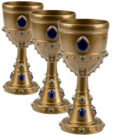 Boland 44042 - Calice Arthur, taille env. 18 cm, capacité de remplissage 25 cl, coupe noble, roi, carnaval, Halloween, Mardi gras, fête à thème, déguisement (Lot de 3)