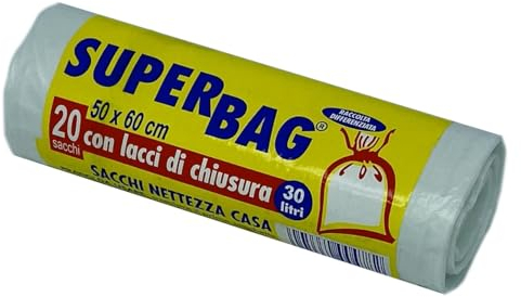 FRIO - 20 bolsas transparentes, 30 litros por cubo de basura, recogida selectiva, bolsas de plástico PE reciclado con bridas. Bolsas de basura duraderas de 50x60 cm