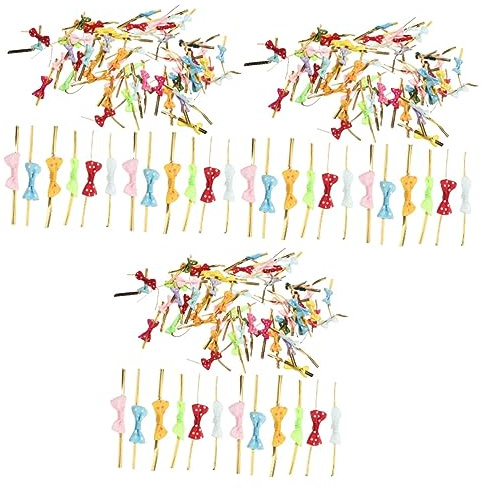 EXCEART 3 Sets Versiegelungsbänder Schleifen Fliegen Süße Partytüten Hochzeit Süßigkeiten Dekorationen 100 Stück * 3