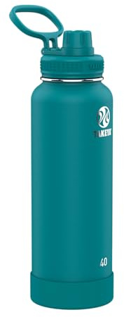 TAKEYA Actives 40 oz Vacuum Insulated Stainless Steel Water Bottle with Spout Lid, Premium Quality, Mystic Blue