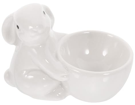 JOINPAYA Support à Œufs Céramique Avec Statue De Lapin Adorable Pour Pâques Décoration De Table Et Ustensiles De Cuisine Pour Et Dîners Famille