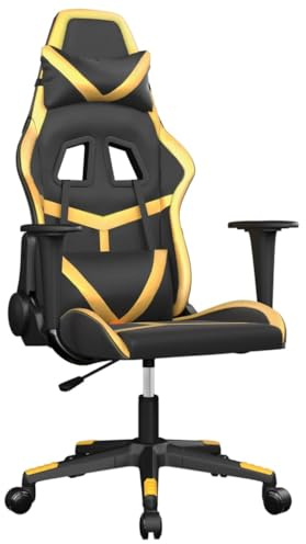 vidaXL Gaming Stuhl Racing Chefsessel Bürostuhl Drehstuhl Sportsitz Bürosessel Schreibtischstuhl Computerstuhl Schwarz Golden Kunstleder