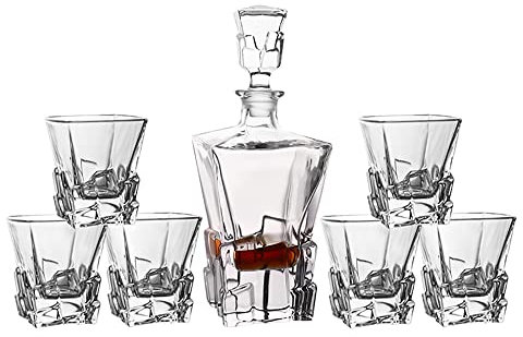 YOtat Ensemble De 6 Verres À Whisky en Cristal À L'Ancienne, Gobelets De Bar pour Boire du Bourbon, du Whisky, du Whisky, des Cocktails, du Cognac, Cadeau pour Petit Ami (Type 10)