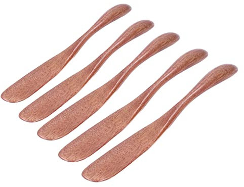 Fdit Buttermesser aus Holz für Brot, Käsestreuer, 5-teiliges Geschirr, Japanischer Stil mit Gesichtsmaske (Große Lackfarbe)