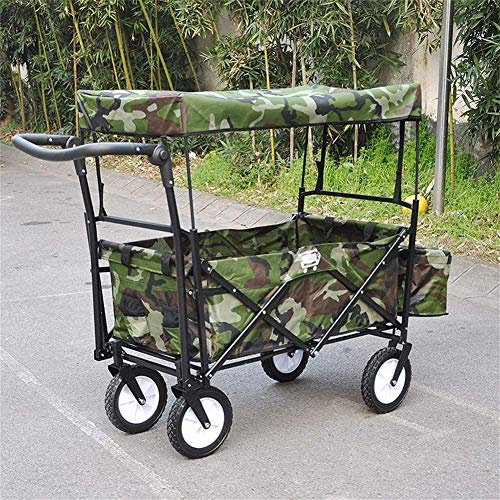 Hand Truck, Shopping Travel Trolley/Folding Portable Small Trailer/Outdoor Wagon Canopy Garden Utility Roof Cart Camping Four Rounds Luggage Cart/Load 68 Kg