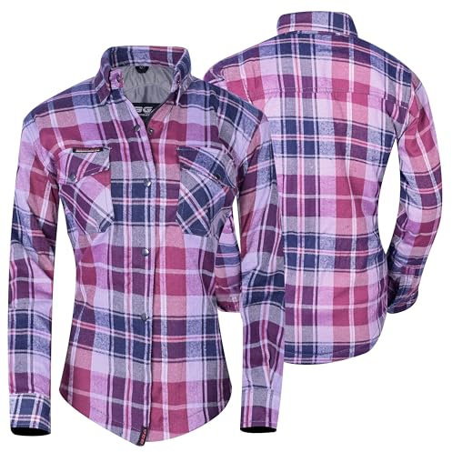 Bikers Gear - Chaqueta de moto para mujer, camisa blindada de Kevlar de 280 g/m², aramida Dupont™ Kevlar® con protección CE, Rosa chk, 44