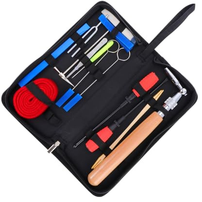 ULDIGI 16 Stück Klavierstimmset mit Stimmhammer Dämpfer und Temperamentstreifen Schwarz mit Etui für Klavierstimmung