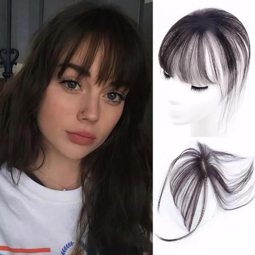FFWTPY Natürliche Pony Haarteil Clip Topper Haarverlängerung Echthaar Optik Haarersatz Volumenverstärker