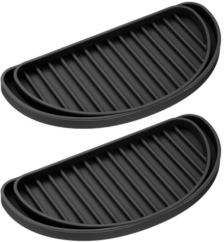 uxcell 2 Pack Refrigerator Drip Catcher, Silicone Mini Fridge Drip Tray, Semi-Circular Refrigerator Drip Pan Prevents Water Splashes, Water Spots, Black