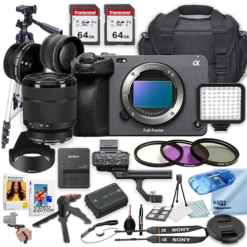 Sony FX3 Full-Frame Cinema Camera Bundle with FE 28-70mm Lens, 128GB Memory, LED Light (Renewed) - Black