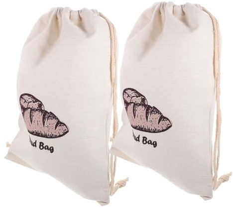 MAGICLULU 2pcs Reusable Bread Linen Bags Drawstring Bread Storage Pouch Airtight Food Packaging