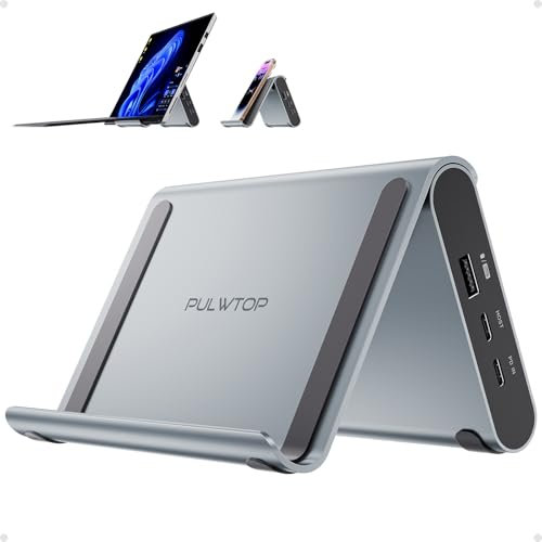 PULWTOP 11 IN 1 Docking Station 2 Monitor, Docking Station USB C con 2 x HDMI 4K, 3 x USB-C/A 10 Gbps, 2 x USBA 5Gbps, Ethernet, PD per Windows, Microsoft Surface Pro 11/10/9/8,Dell/HP/Lenovo/Asus