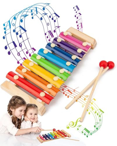 TPZORJX 1 Stück Xylophon, Glockenharfe Holz-Musikinstrument mit 2 Glockenharfen-Schlägeln, Buntes Xylophon für Erwachsene und Kinder, Lernspielzeug Geschenk