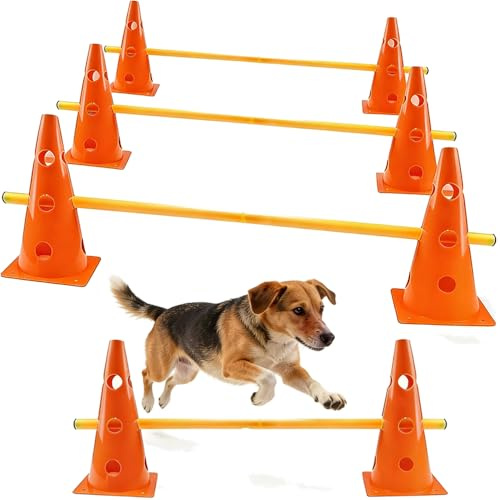 Shengruili Agility Set Hunde,Steckhürdenset Hund,Hund Hürden,Kinder Agility Hürden Hindernisse für Pferde Hundeparcours Kegel Einstellbare Trainingshürden 32cm Höhe- Stangen 100cm Lang
