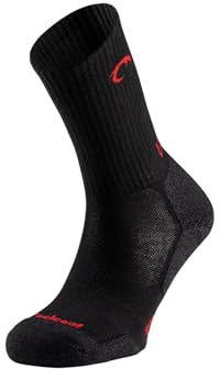Lurbel Camino Five, Calcetín sin costuras, Calcetines para caminar, Calcetines de senderismo, Transpirables, Calcetín Unisex. (L - Negro/Rojo)