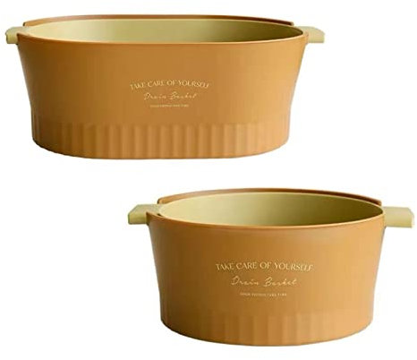 Cesto per il lavaggio delle verdure, Confezione da 2 2 in 1 ciotola e scolapasta in plastica, doppio strato, bacinella di scarico staccabile e cestello for la pulizia di frutta e verdura.