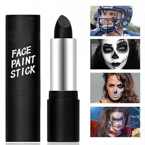 NHQZ Bodypainting Farben, Tarnschmink-Stift, Öl Creamy Blendable Stick, Waschbar Face Paint Bodypaint Schmink für Halloween Karneval Make-up Fasching (Schwarz), 1 Stück