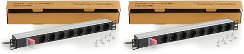 LINK multipresa da rack LKMP08S con 8 prese schuko e coperchio di protezione per armadi rack 19 pollici in metallo con cavo 1,75 metri capacità 3,5 kW confezione 1 unità (Confezione da 2)