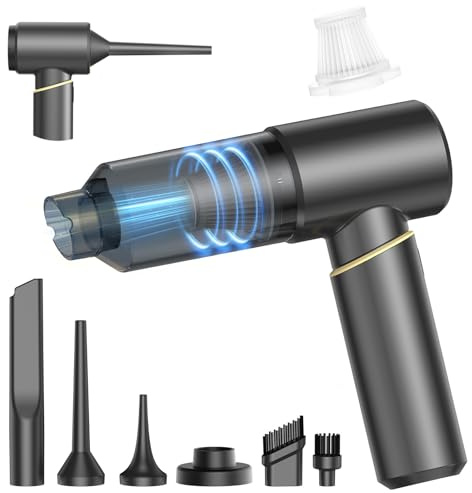 BSRCO Aspirateur à main sans fil rechargeable – Aspiration puissante de 15 kPa, ultra silencieux (75 dB), autonomie de 21 min, léger (0,6 kg) pour voiture, poils d'animaux, maison, chargement USB-C